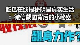 吃瓜在线揭秘明星真实生活：微信截图背后的小秘密